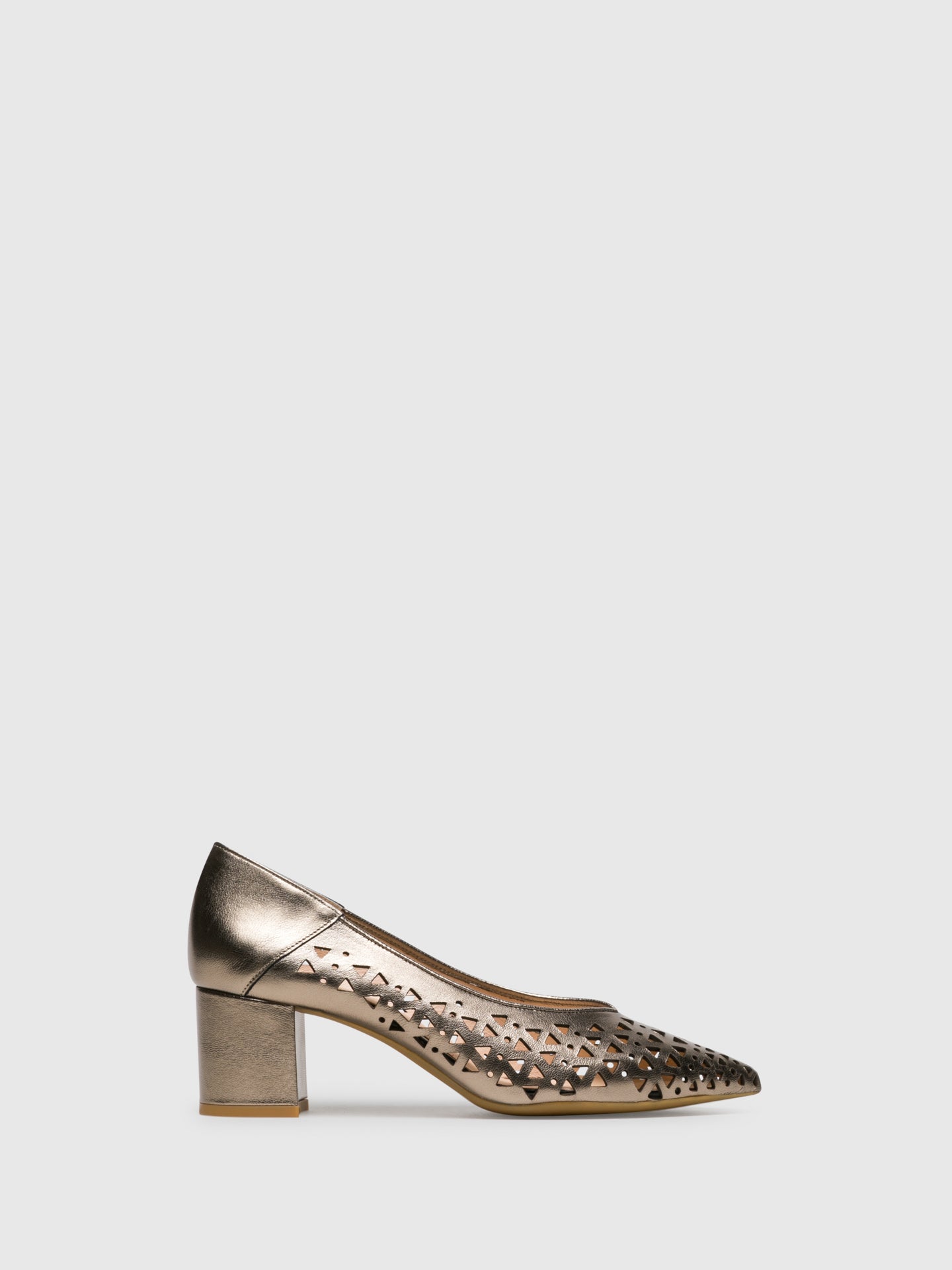 Sofia Costa Sapatos de Salto Grosso em Dourado